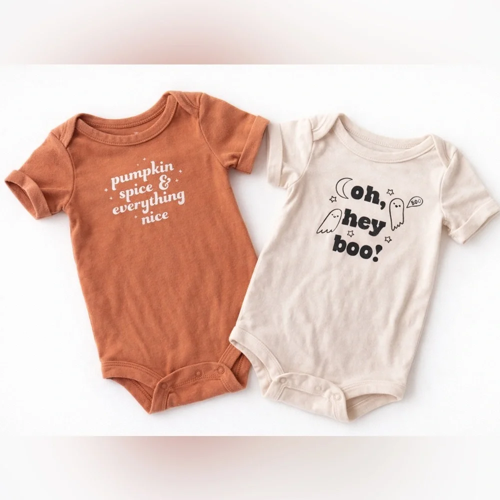 Cat & Jack | Fall | Baby Onesie Bundle | Pumpkin Spice + Oh Hey Boo